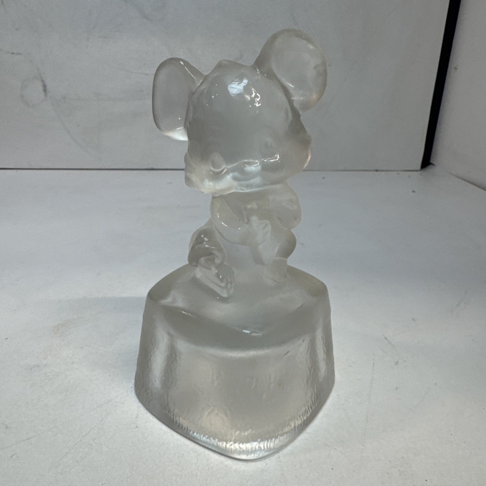 KRISTALUXUS  GLASS Mouse Figurine Frosted - statue paperweight   6"Hx3W